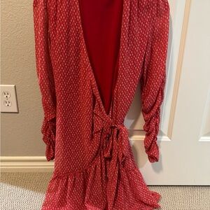 All Saints Red Mini Wrap Dress
